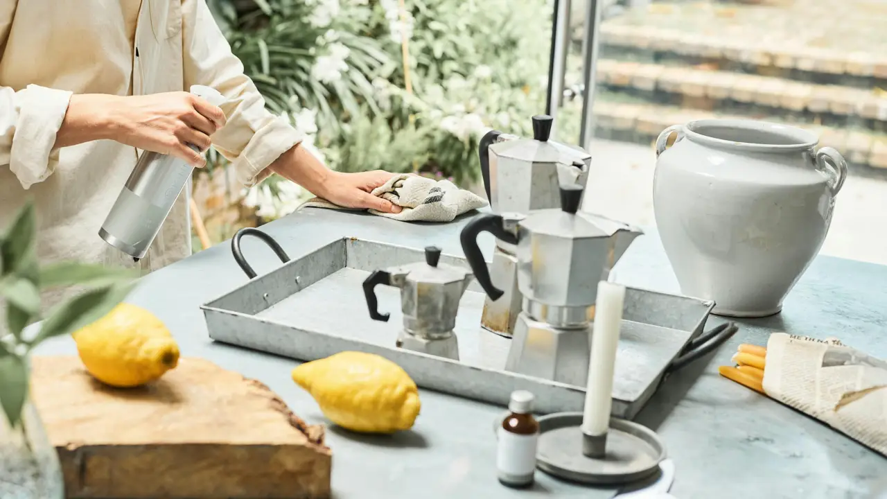 6 Pantry Items You Can Use for Green Cleaning - Lady cleaning a kitchen